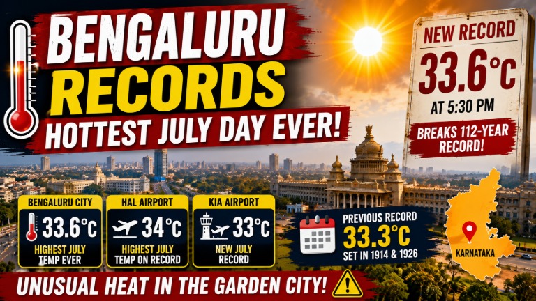 Bengaluru Records Hottest July Day Ever as Temperature Touches 33.6°C