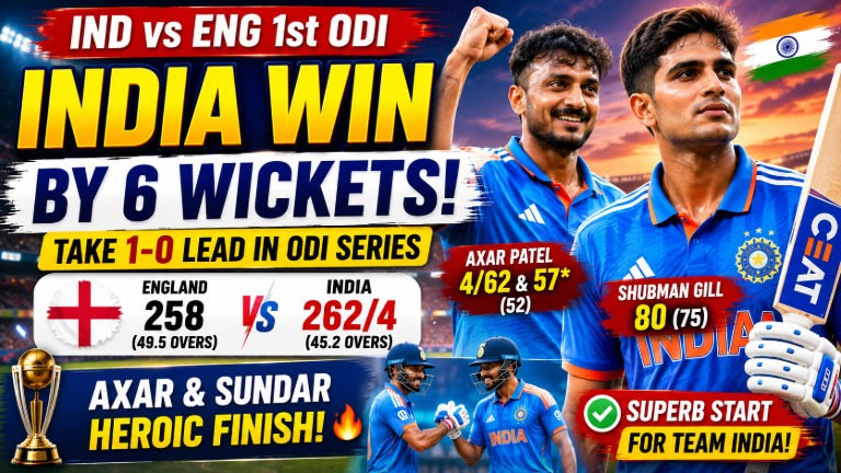 IND vs ENG 1st ODI India Register Clinical Six-Wicket Victory Over England at Edgbaston