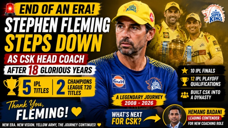 Stephen Fleming Steps Down as CSK Head Coach After 18 Years