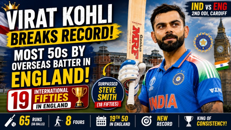 Virat Kohli Breaks Steve Smith's Record for Most 50s