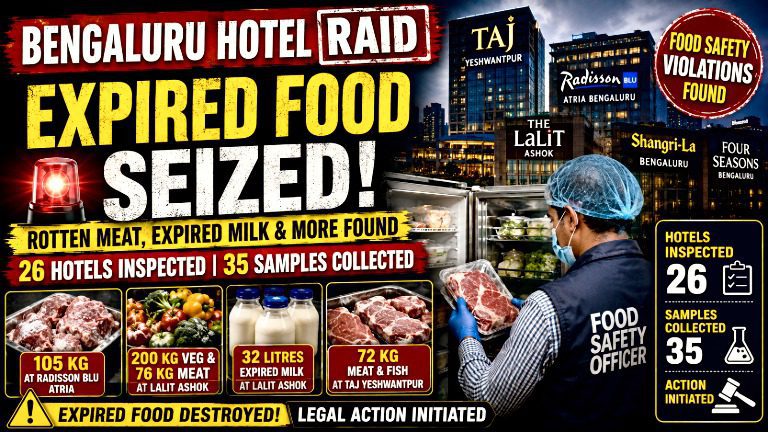 Bengaluru 5-Star Hotel Food Safety Shock: Expired Meat, Milk Seized at Taj, Radisson, Lalit; Hotels Respond