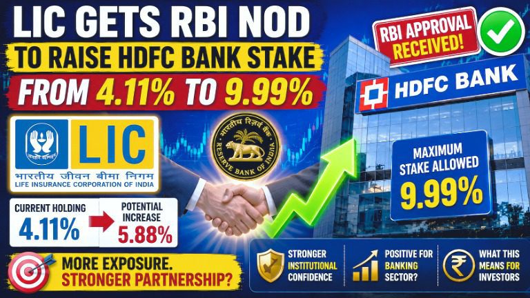 LIC Gets RBI Nod to Raise HDFC Bank Stake to 9.99%