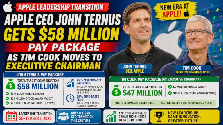 Apple CEO John Ternus Gets $58 Million Pay Package